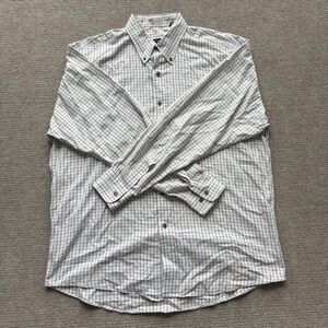 Gitman Bros White Plaid Kashmyl Cotton Long‎ Sleeve Button Up Mens Sz Large EUC